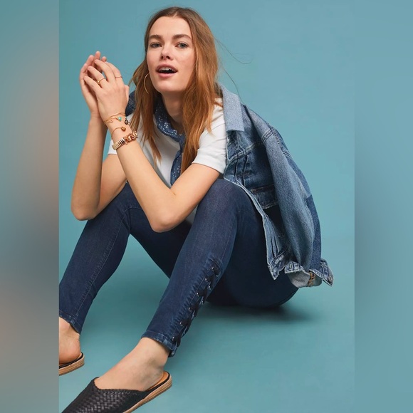 Scotch & Soda La Bohemienne Mid-Rise Skinny Jeans w/ Lace-Up Detail - Size 29/32 - Picture 6 of 14